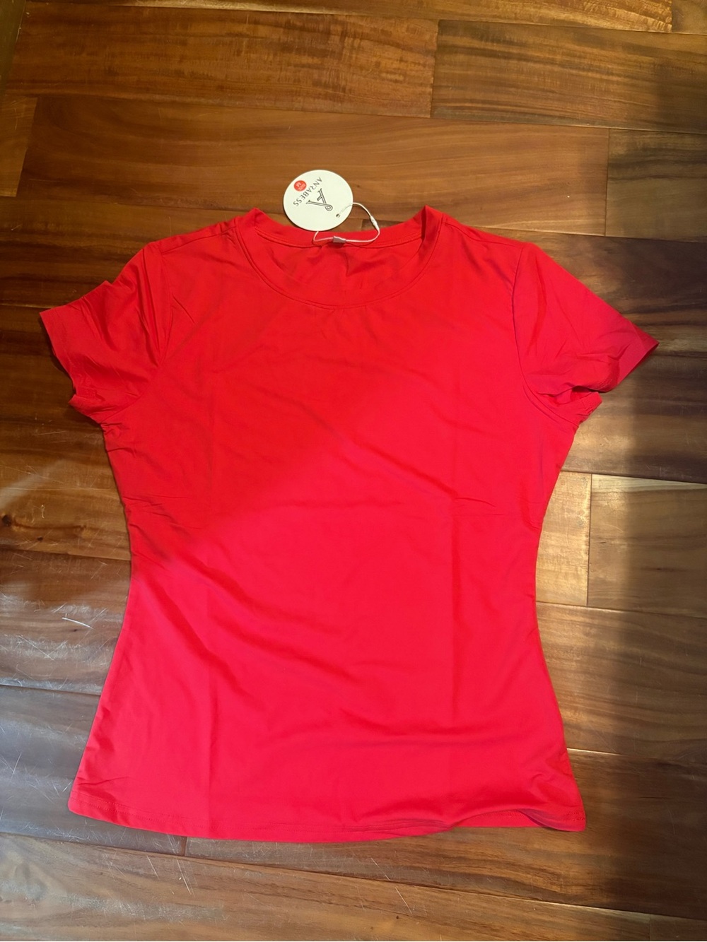 NWT ANRABESS Red Fitted Short Sleeve Crew Neck Tee M (1432)